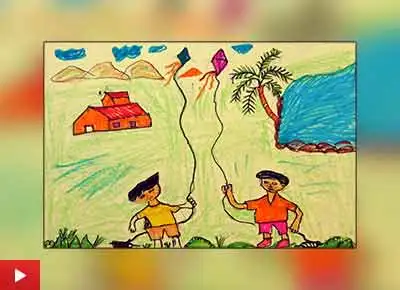 Dolphin painting by child artist Chandu Rinjad (class 6)