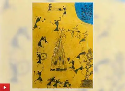 Warli painting of Holi festival by Vilas Sapte (class 7)