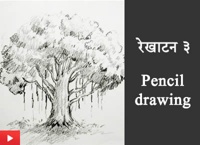 रेखाटन ३ | Pencil Drawing - 3| वडाच्या झाडाचे पेन्सिल रेखाटन