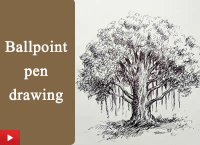 How to draw a banyan tree with ballpen