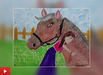 Horse painting by child artist Asmi Walavalkar