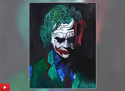 Joker painting by child artist Rithesh Shet
