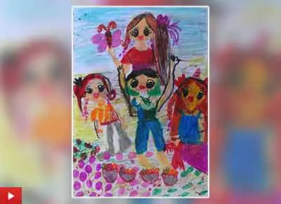 Family Picnic painting by Neily Hollupathirage (7 years), Dehiwala, Sri Lanka