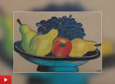 Still life painting in oil pastels by Radhika Khatter
