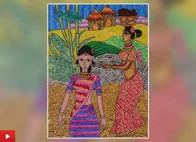 Village women painting by Krisha Shah (11 years)