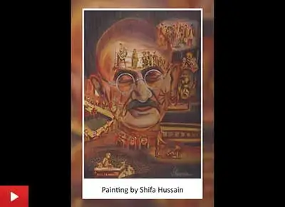 Painting of Mahatma Gandhi by Shifa Hussain (21 years)