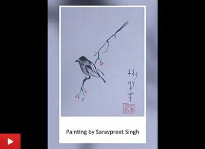 Japanese Sparrow, painting by Saravpreet Singh