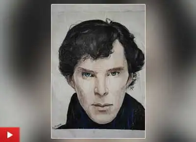 Sherlock Holmes portrait painting by Aryana Jayswal (13 years), Pune, Maharashtra