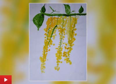 Ameya Sunand (6 years) from Bengaluru talks about the painting 'Golden shower flower'