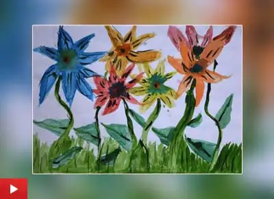 Arika Goenka (9 years) from Mumbai talks about her painting of Dancing Flowers