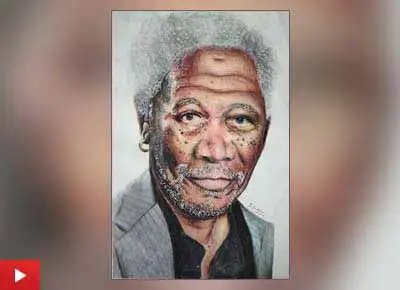 Shriraj Chavan (14 years) from Nashik, Maharashtra talks about the painting of Morgan Freeman