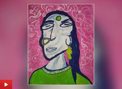 Shailee V. Sanghavi (10 years) from Bhavnagar, Gujarat talks about her painting 'Portrait of my mom'