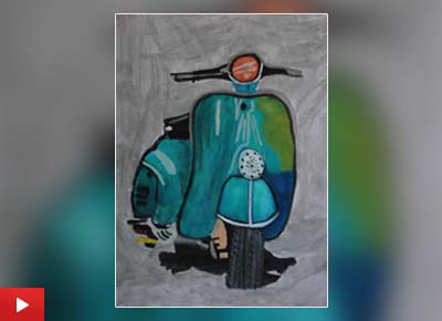 Papa's scooter painted by Rishabh Sharma (13 years), Kainsir, Odisha