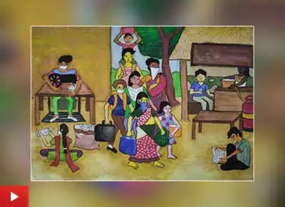 Self dependent India, paining by Sattwiki Purkait (14 years) from Nala Sopara, Maharashtra