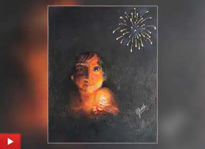The painting 'Joy of Diwali' by Atrayee Ghosh (14 years) from Kolkata, West Bengal