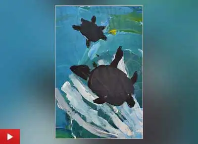 Sahana Subramanyam (5 years) from Bangalore, Karnataka talks about her painting 'Turtles up for air'