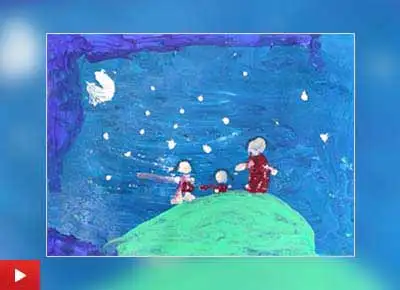 The painting 'Star Gazing' by Myra Mendoca (5 years) from Ahmedabad, Gujarat