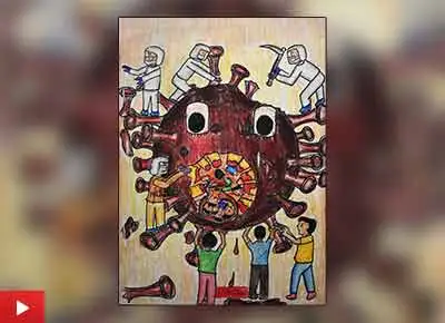 Corona Pandemic painting by Anjani Mhatre (16 years), Mumbai, Maharashtra