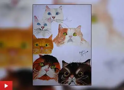 6 Wonderful Cats painting by Rohit Manikandan Nair (16 years), Mumbai, Maharashtra
