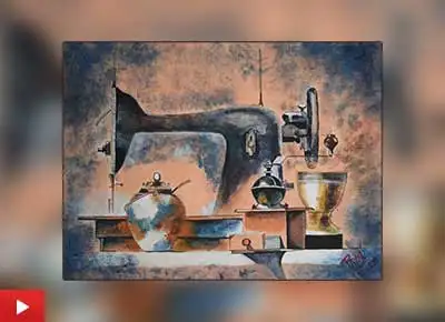 Vintage sewing machine painting by Rohit Manikandan Nair (16 years), Mumbai, Maharashtra