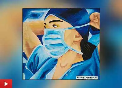 Fight against coronavirus painting by Ansita Khanda (17 years), Karamdihi, Odisha