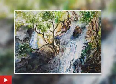 Waterfall, painting by Sumit Das (19 years)