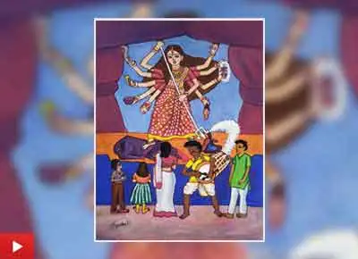 Durga, the pride of women, painting by Sattwiki Purkait (15 years)