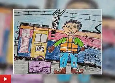 The Engine Boy, painting by Shourik Routh (7 years)