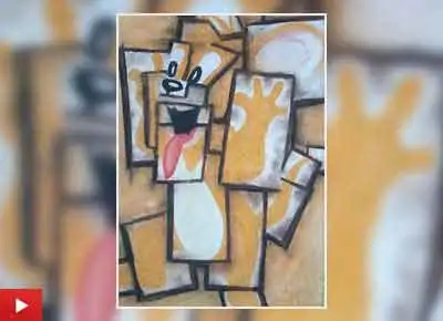 Mischievous Jerry in Cubes, painting by Soumil Mukherjee (15 years)