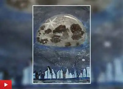 View of moon from outer space, painting by V. Pranavi (14 years)