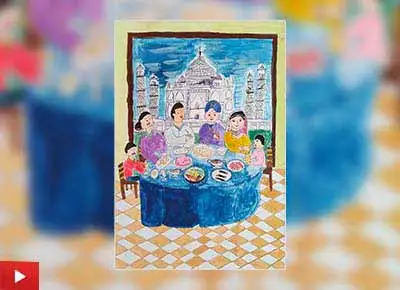 My Lunch with an Indian Family, painting by Kang Woo You (8 years)