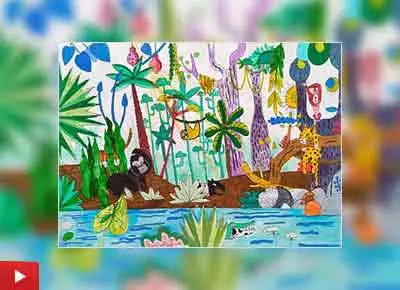Life in the forest, painting by Tamanna Ameen (12 years)