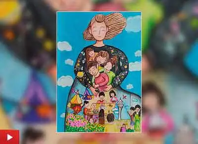 Happy time for my family, painting by Min Sun Im (12 years)