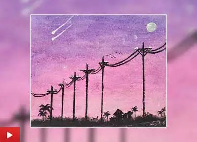 Sunset in a Village, painting by Suhani Mishra (14 years)