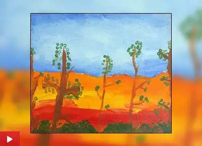 Sunset and trees, painting by Anaisha Agarwal (5 years)