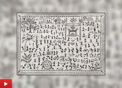 Awareness along with village scene painting by Aron Raj (9 years)