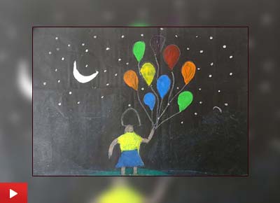 Happy moments, colourful stars painting by Adhya Dongare (5 years)