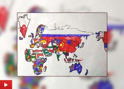 World Map painting by Aarav Mehta (8 years)