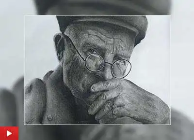 Portrait of an old man, painting by Shriraj Chavan (15 years)