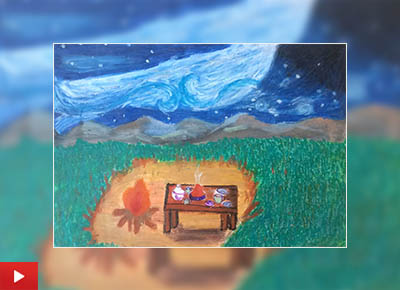 Bonfire Dinner, painting by Shweta Khade (15 years)