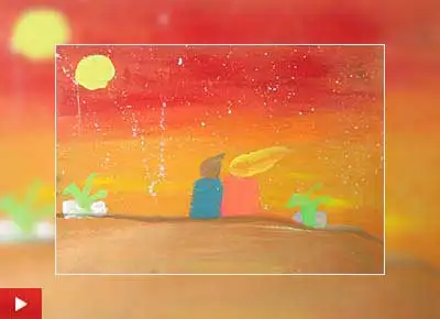 Couple admiring the nature's beauty, painting by Yugan Padmanathaprabu (11 years)