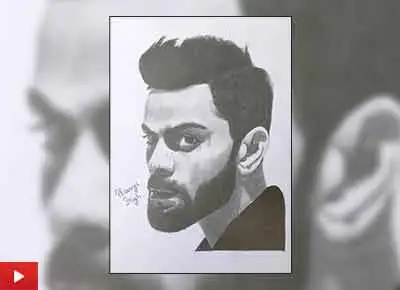 Virat Kohli - The Run Machine, painting by Shaurya Singh (13 years)
