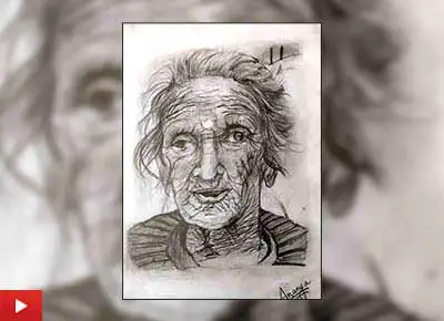 An Old Lady, painting by Ananya Agarwal (14 years)