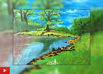 Riverside walk, painting by Atreya Shukla (10 years)