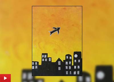 Yellow sky, painting by Parv Jain (8 years)