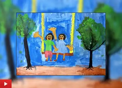 Fun in the woods, painting by Sai Nithya Geethika Thota (7 years)