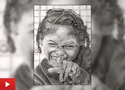 Cheerful Girl, painting by Vinay Sukhiyajiwala (18 years)
