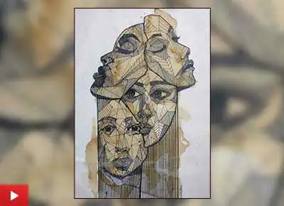 Cover of emotions, Coffee texture and black pen on Paper