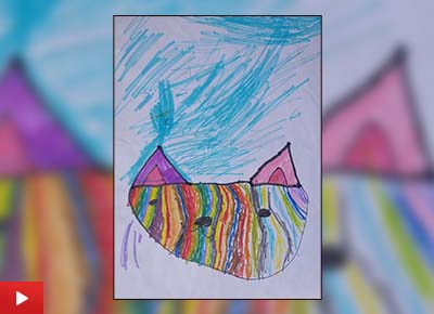Rainbow Cat, Sketch pens on Paper