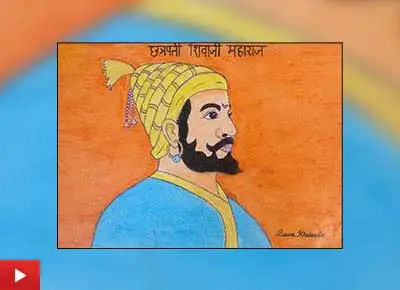 Chhatrapati Shivaji Maharaj, Oil Pastels on Paper